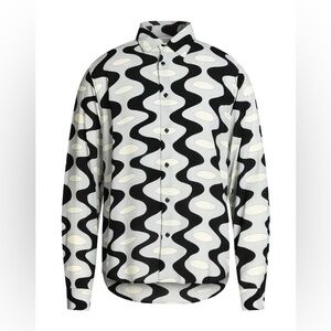 Sandro Wavy Geo Print Button Down Shirt